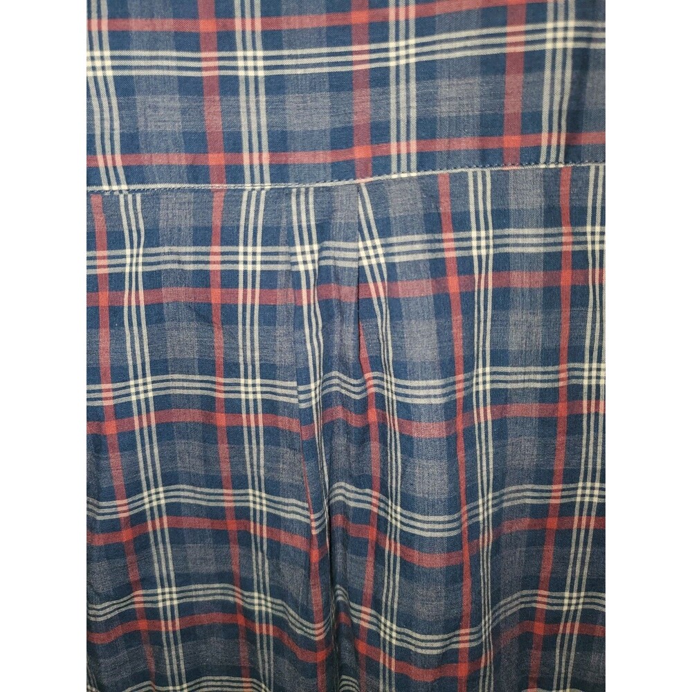 L.L. Bean Plaid Belted Shirt Dress Size S Small Red Blue 100% Cotton Roll Tab - Picture 10 of 16